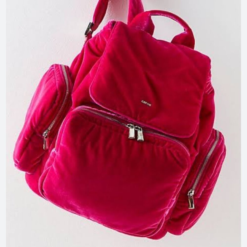 FREE PEOPLE x Caraa Velvet‎ Hot Pink Cirrus Backpack NEW WITH TAG